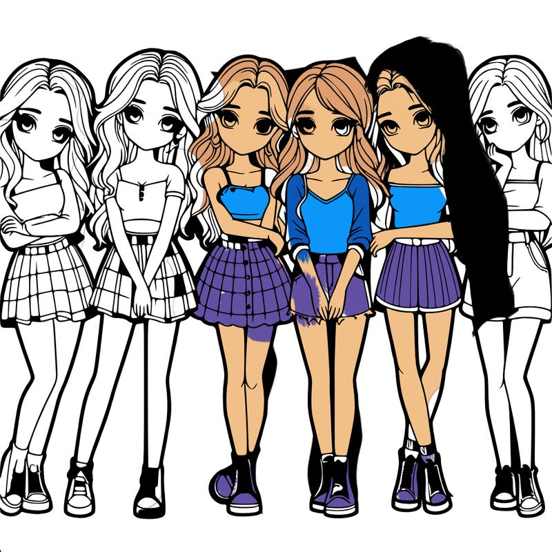 a group of girls realistic