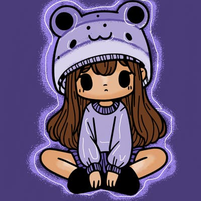 a girl wearing a frog hat and some frog socks