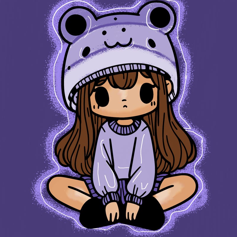 a girl wearing a frog hat and some frog socks