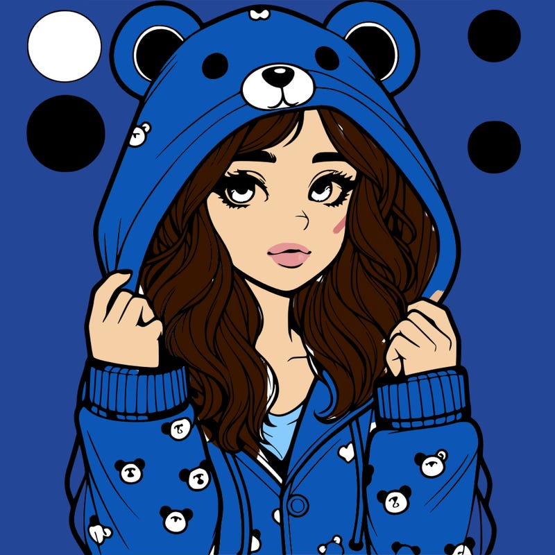 realistic girl in a animal pjs hoodie