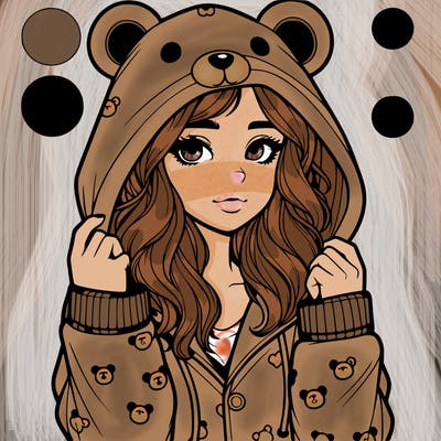 realistic girl in a animal pjs hoodie