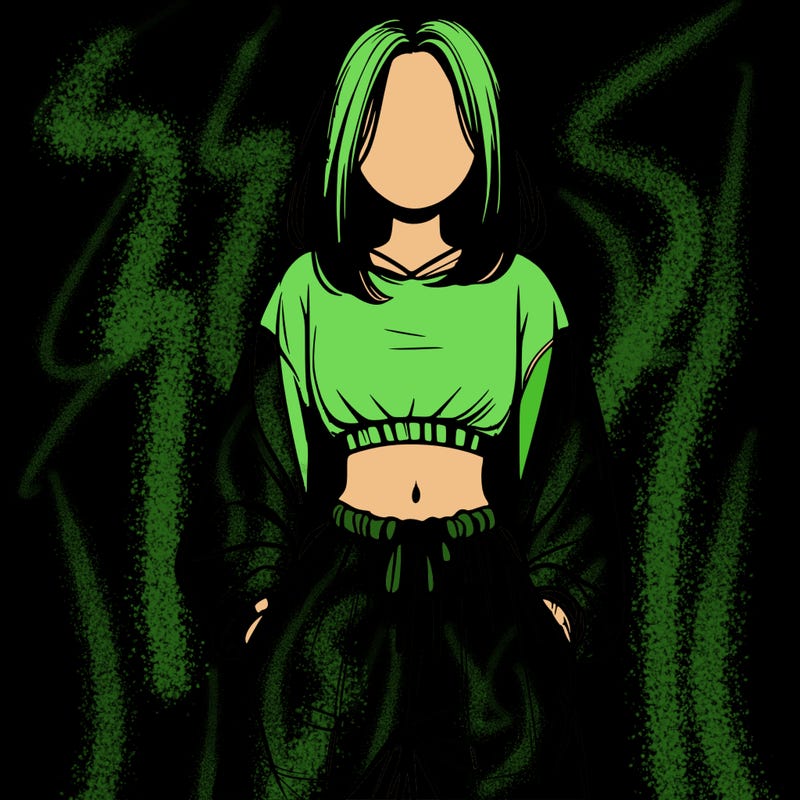 realistic girl faceless with baggy pants and a crop top