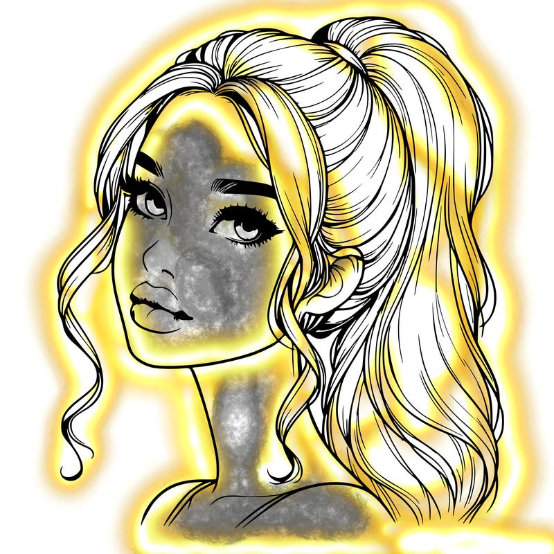 realistic girl with a ponytail on her hair and lips