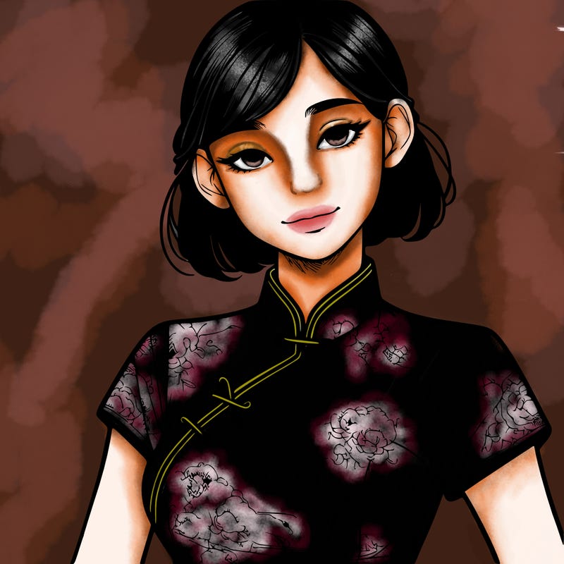 realistic asian girl wearing qipao