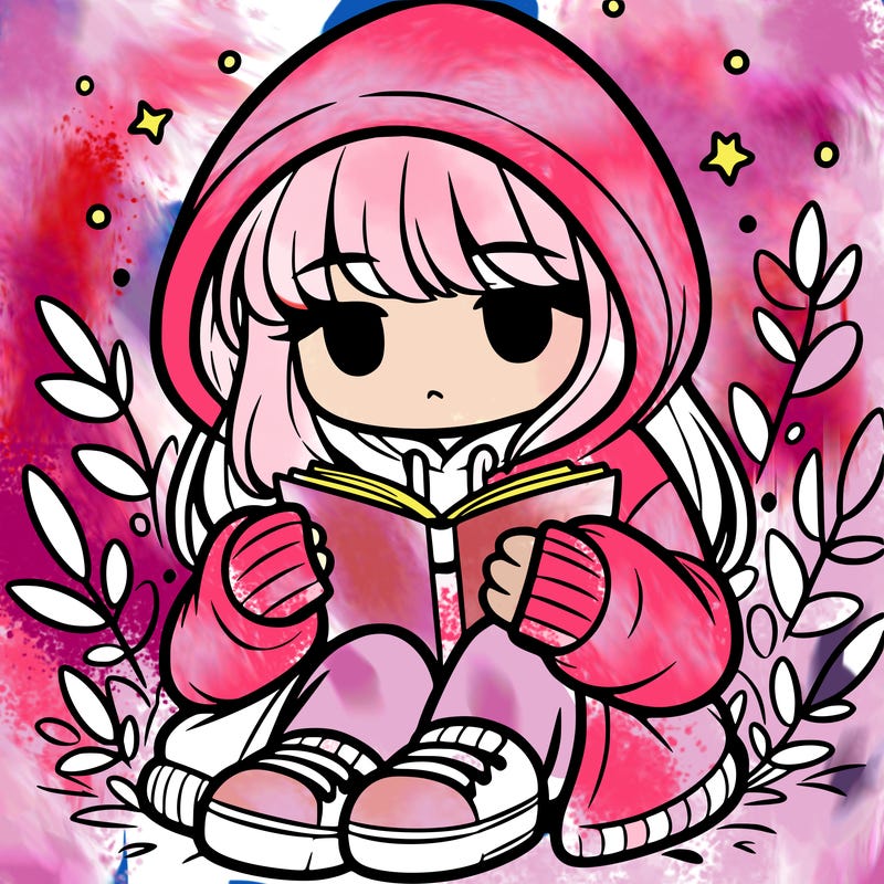 girl in oversized hoodie reading a book