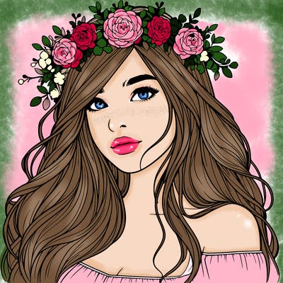 realistic girl with flower crown