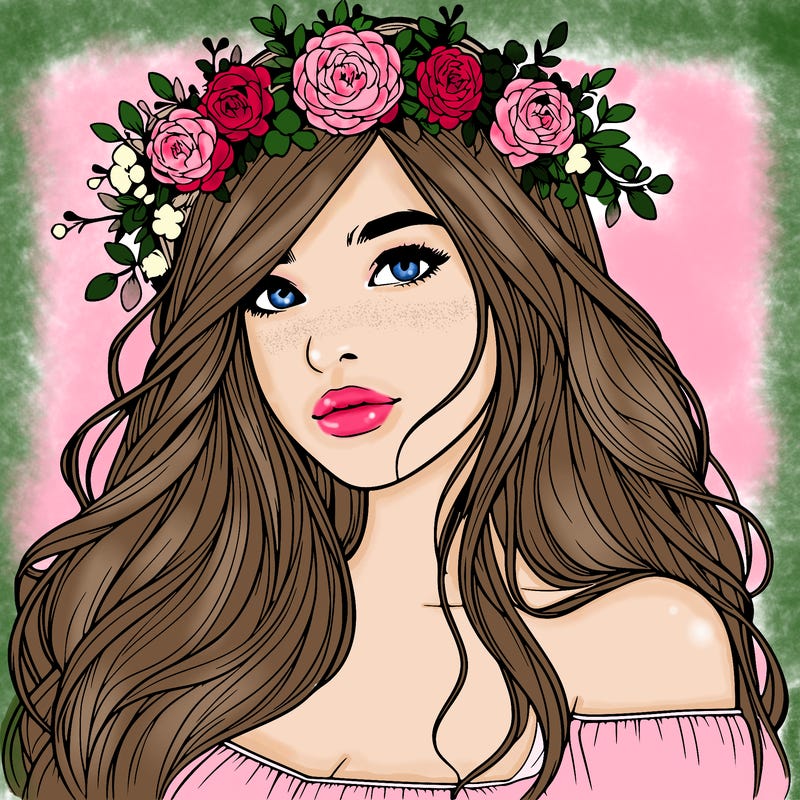 realistic girl with flower crown
