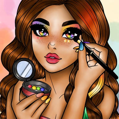 realistic girl doing makeup