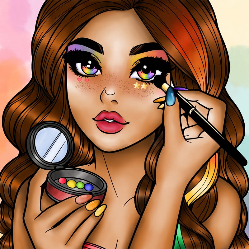 realistic girl doing makeup