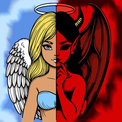 realistic angel half demon