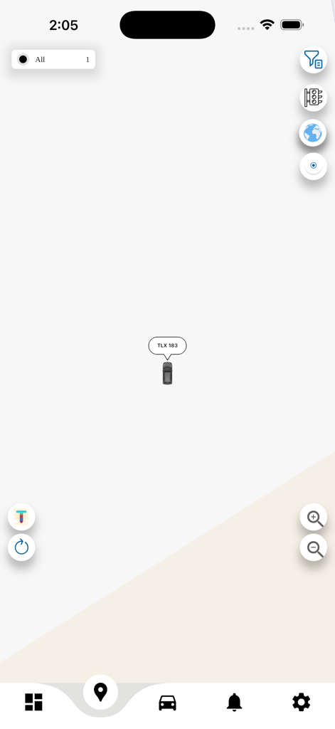 IAI TRACK PRO - Echtzeit-Fahrzeugverfolgungs-Oberfläche auf einer Karte in der mobilen IAI TRACK PRO App