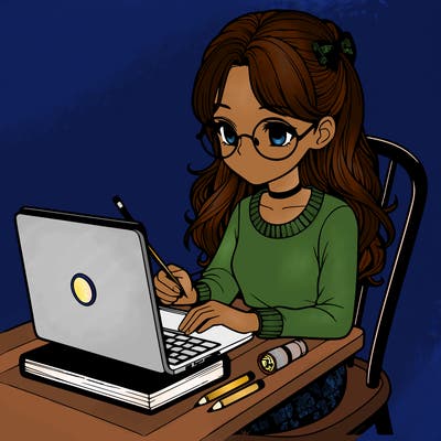 realistic girl with laptop