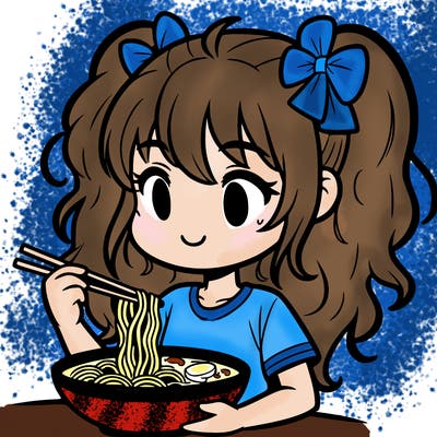 a girl eating ramen