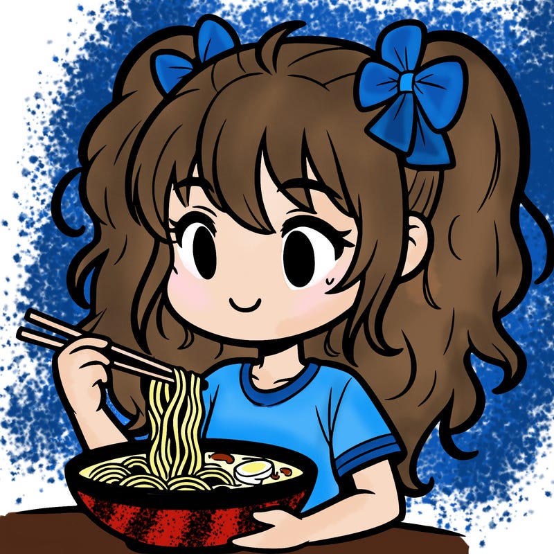 a girl eating ramen