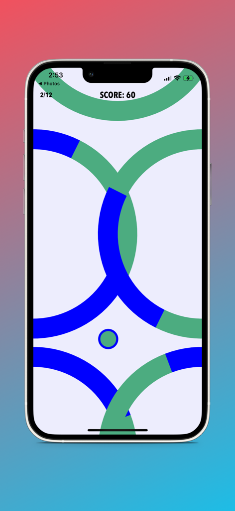 EyeAlign Quest - Gameplay de l'application EyeAlign Quest montrant des obstacles colorés pour la thérapie visuelle