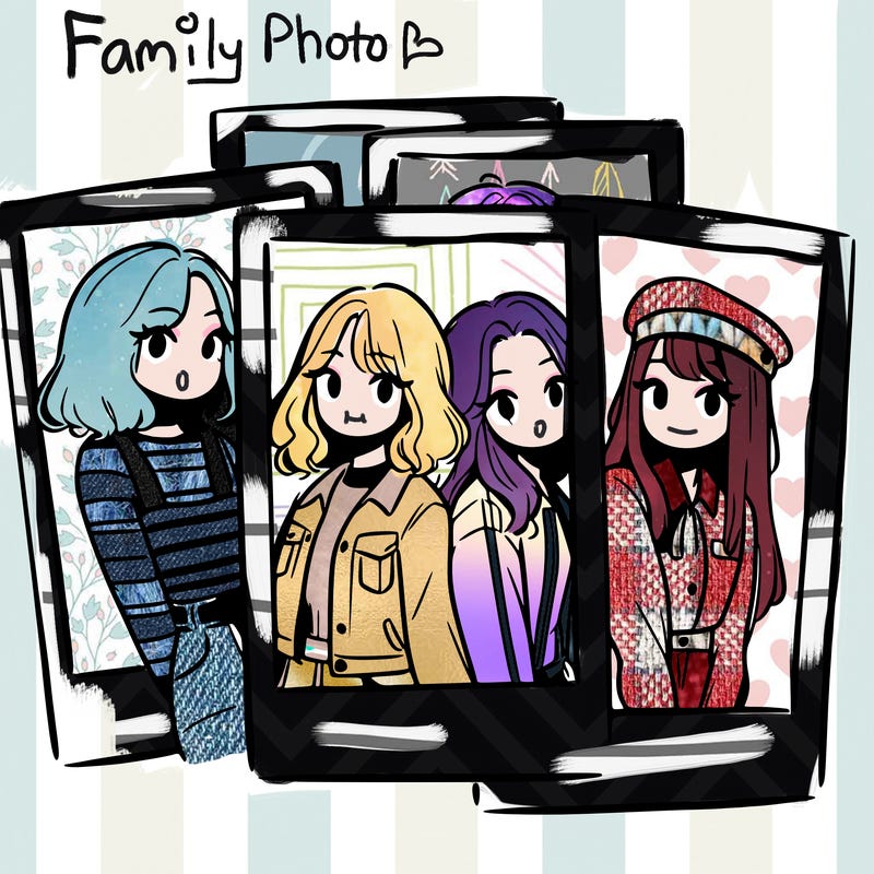 polaroid photo of 4 girls