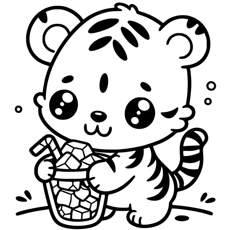 cute tiger with ice
