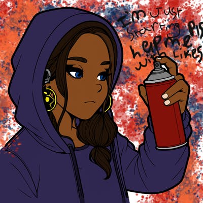 a realistic girl, spray painting