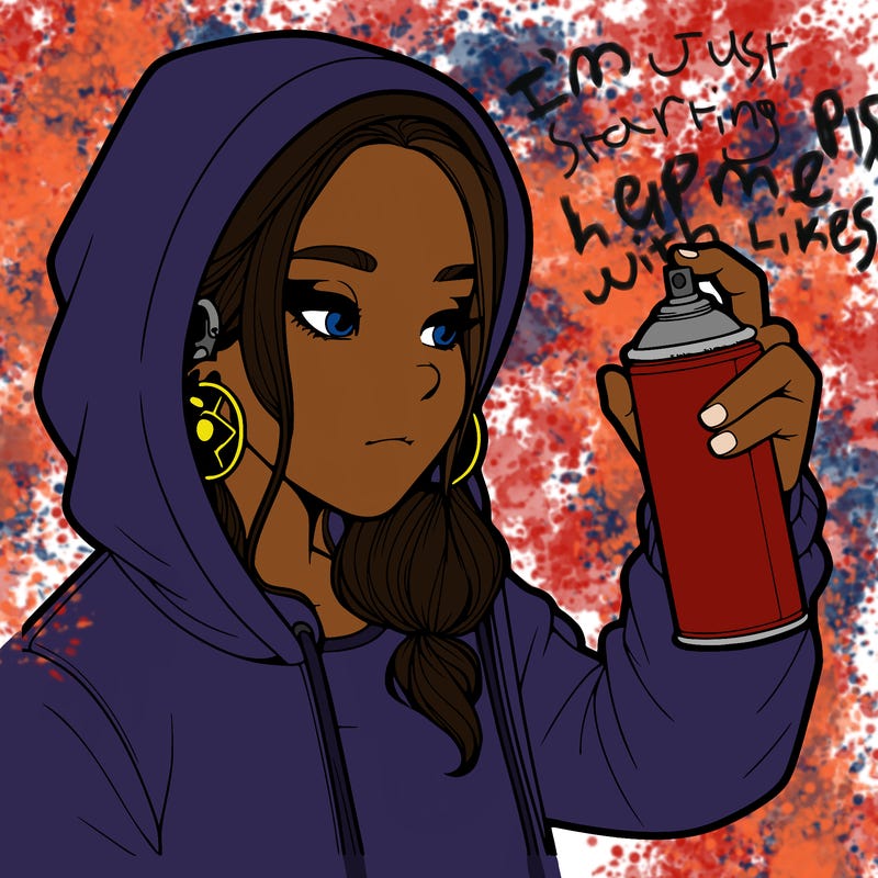 a realistic girl, spray painting