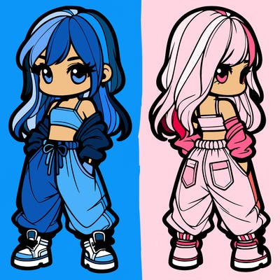 girl in crop top and baggy pants