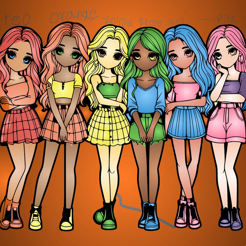 a group of girls realistic