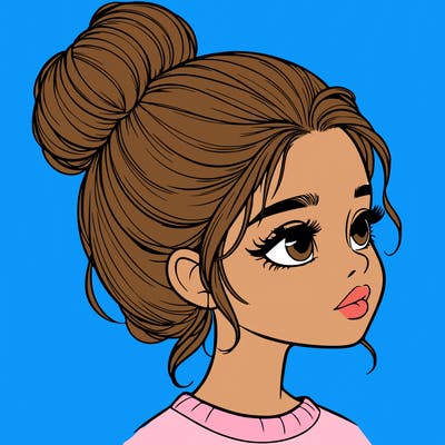 realistic girl with bun