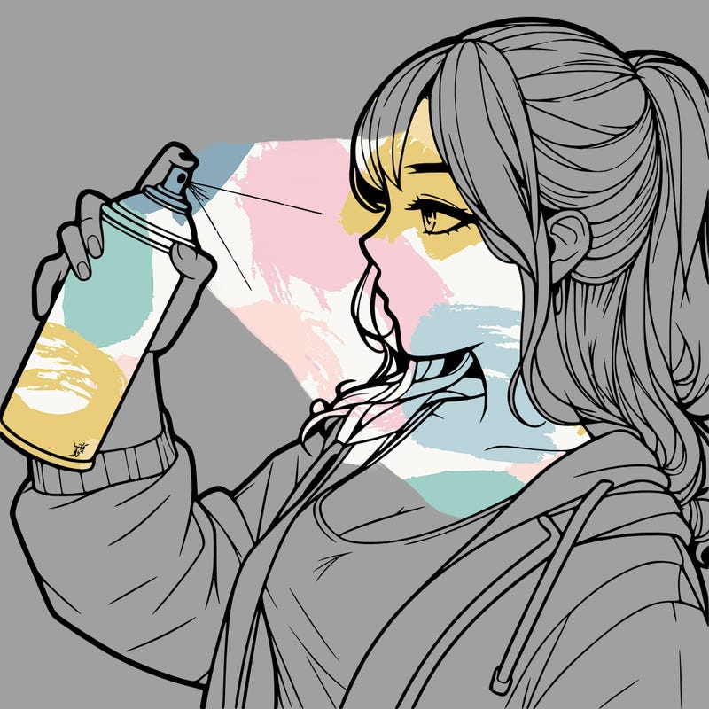 a realistic girl spray, painting