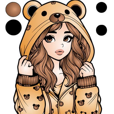 realistic girl in a animal pjs hoodie