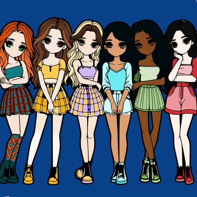 a group of girls realistic