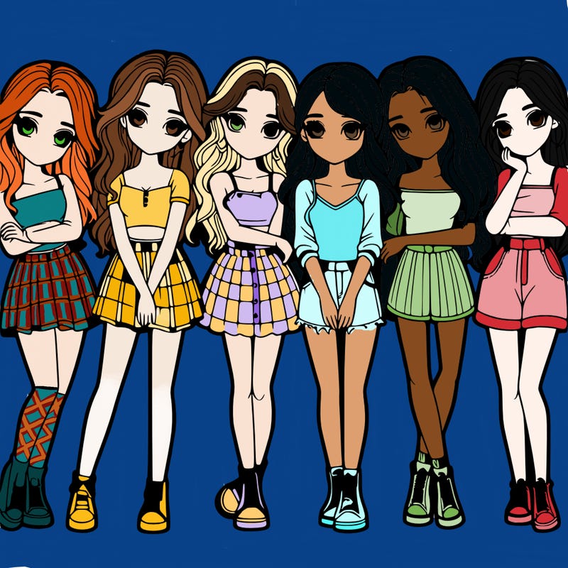 a group of girls realistic