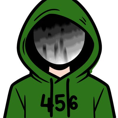 a person with non face waering a hoodie with a 456 symbol