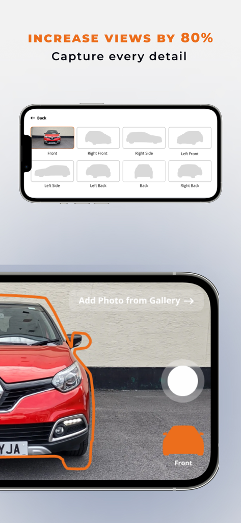 Car Studio AI: Used Car Photos - Car Studio AI shoot assist interface with vehicle photo angle guides