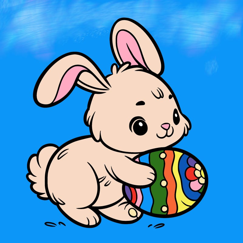 rabbit carrying an easter egg