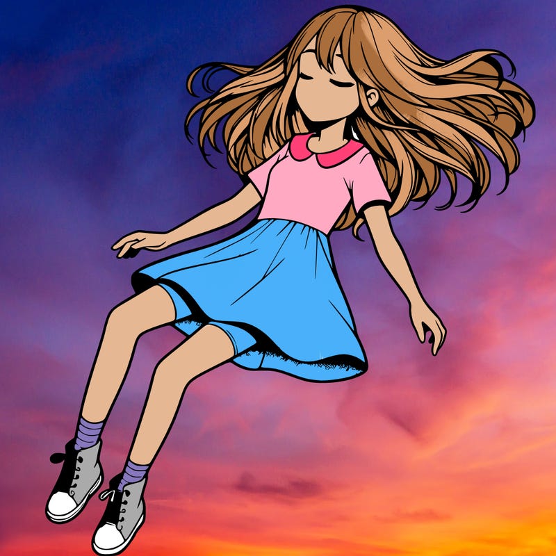 realistic girl floating