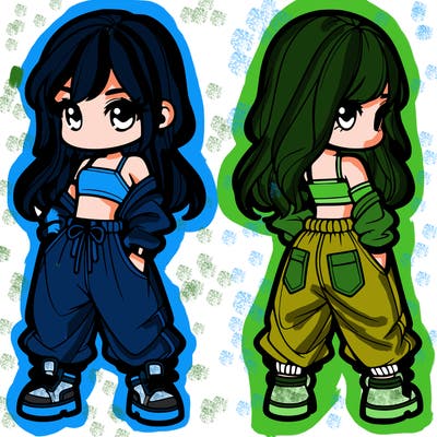 girl in crop top and baggy pants