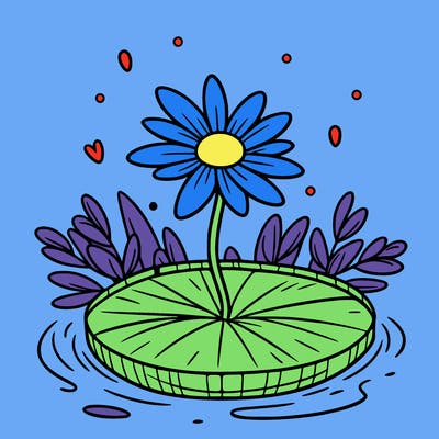 flower on a lily pad no background