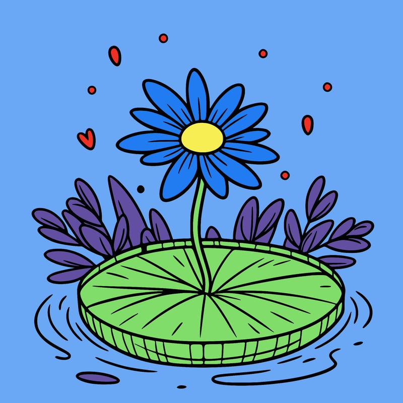 flower on a lily pad no background