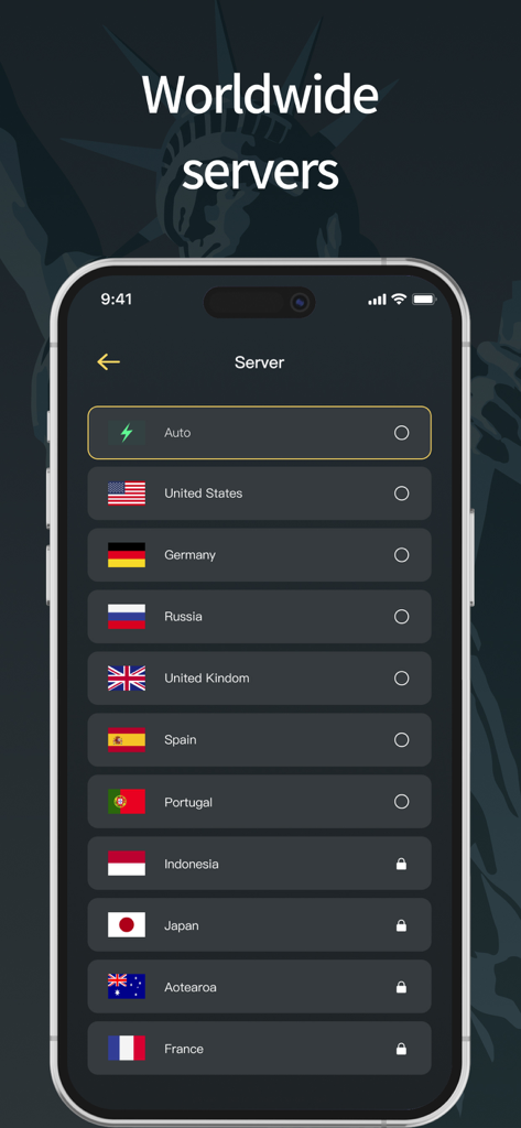 Hit VPN Unlimited - Hit VPN Unlimited app interface showing a list of global server locations including the United States Germany and United Kingdom
