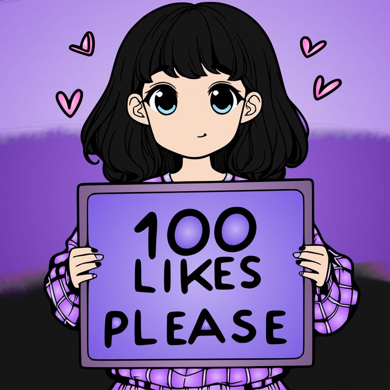 a girl holding a sign saying 100 likes please