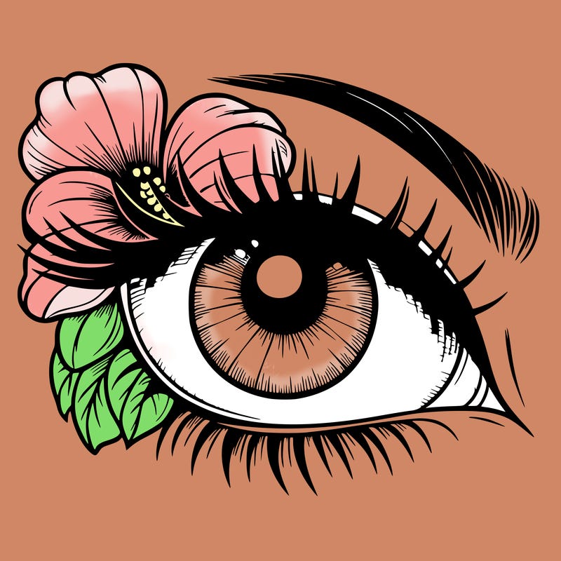 realistic eye with flower