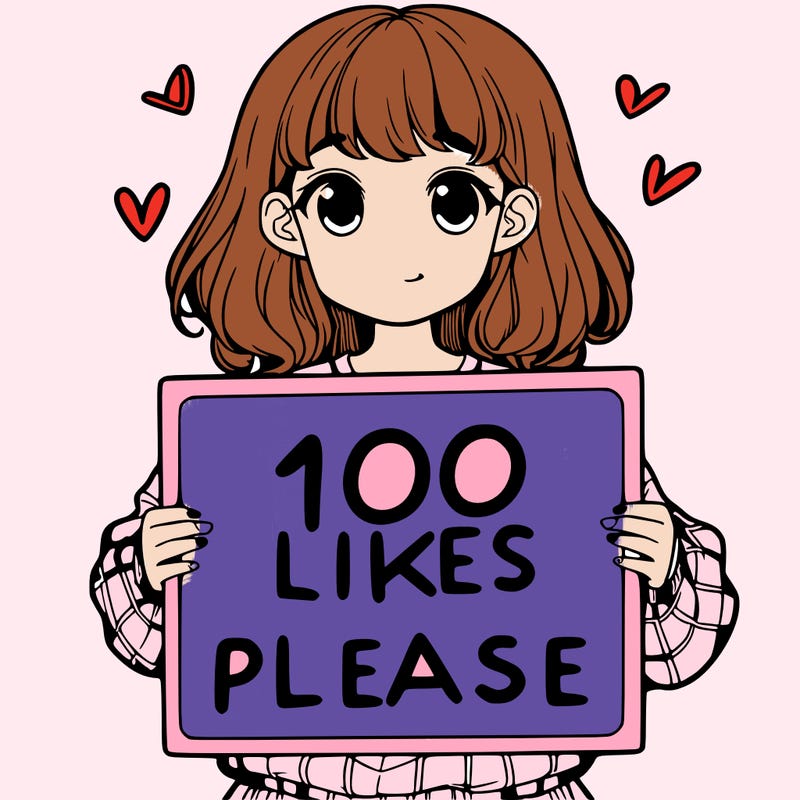 a girl holding a sign saying 100 likes please