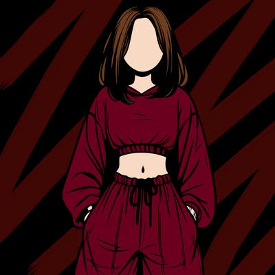 realistic girl faceless with baggy pants and a crop top