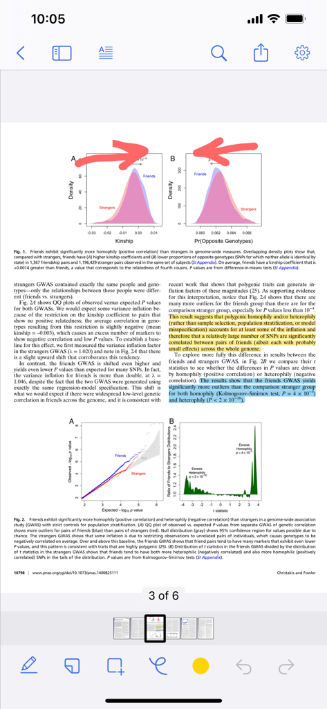 Zotero - Zotero-Mobil-App, die ein Forschungsdokument mit Textmarkierungen und handgezeichneten Anmerkungen anzeigt