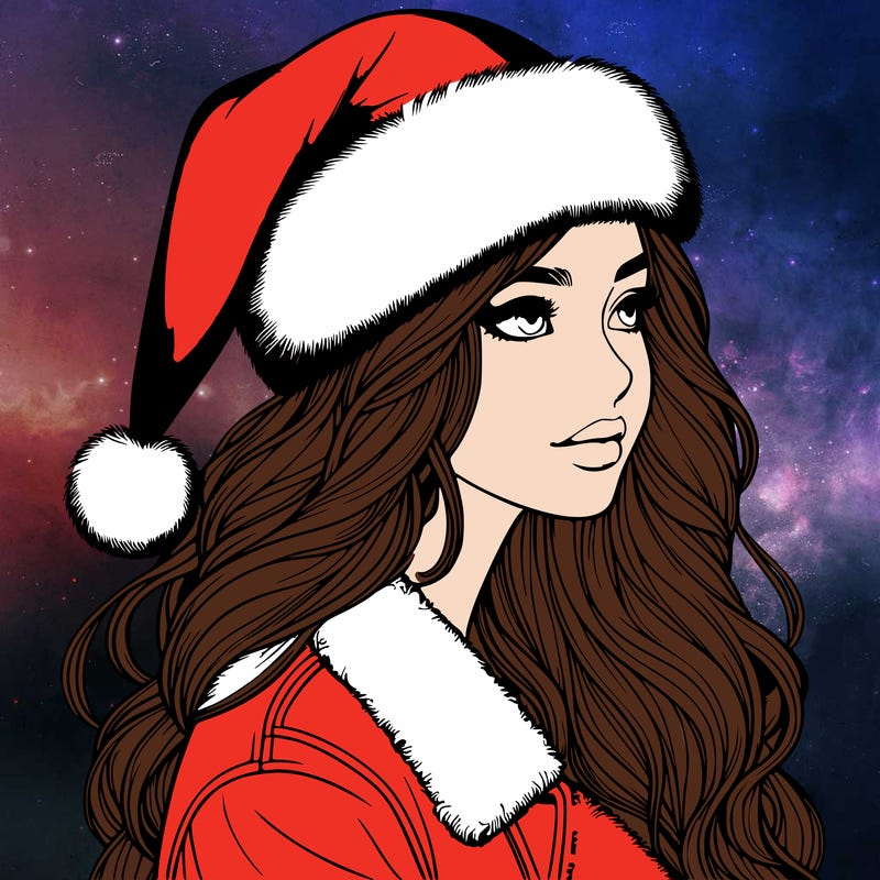 realistic girl in santa hat