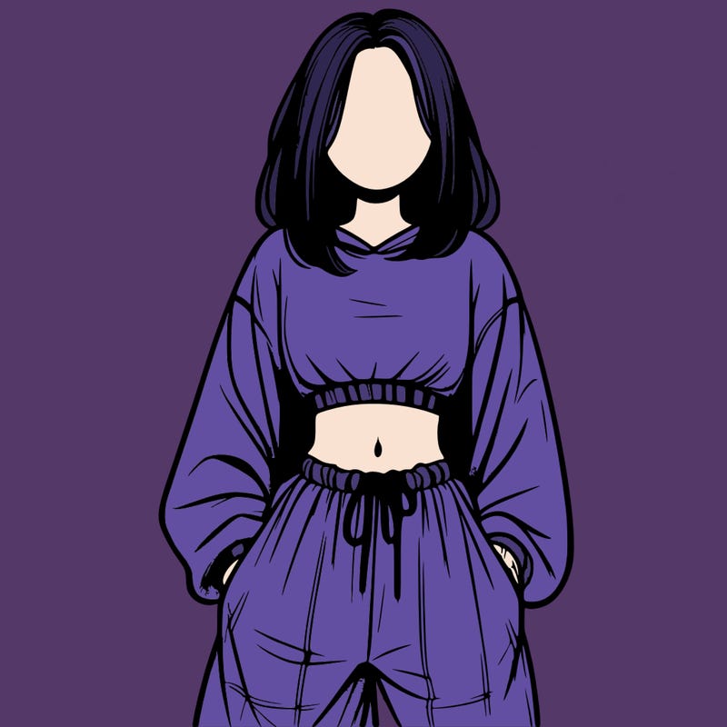 realistic girl faceless with baggy pants and a crop top