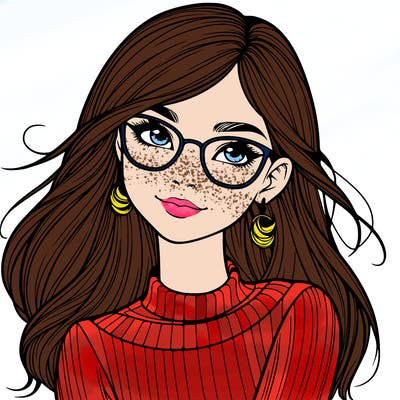 realistic girl with glasses