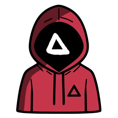 a person with non face waering a hoodie with a small triangle symbol