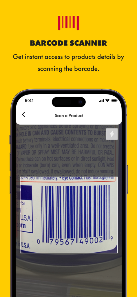 Advance Auto Parts + Tools/Acc - Barcode scanner feature in the Advance Auto Parts app for product details.