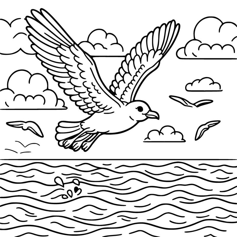 seagull flying above the water