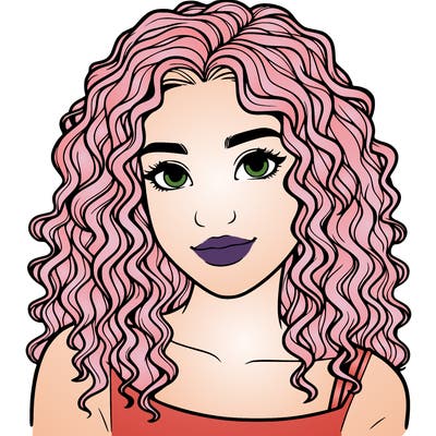 realistic, teenage girl with curly hair